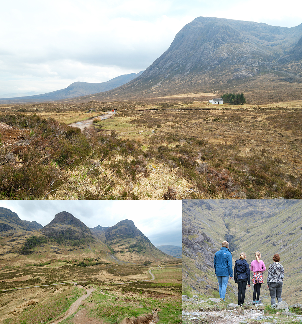 Glencoe viewpoints witte huis en Three Sisters
