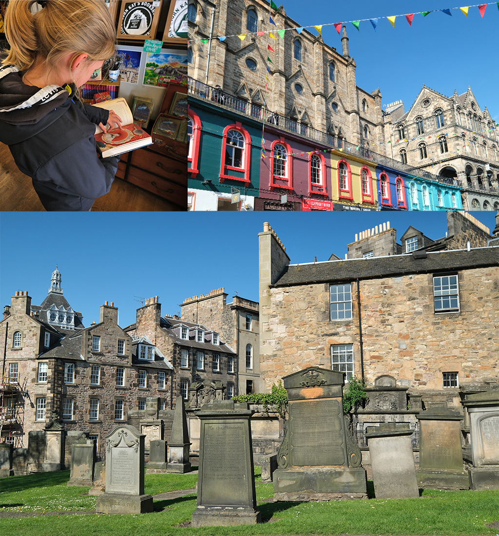 Victoria Street en Greyfriars Kirkyard Edinburgh