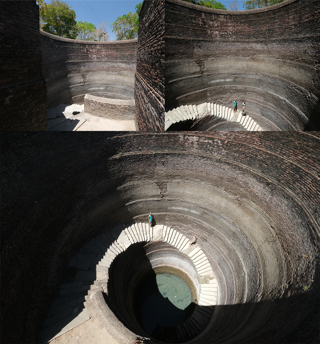 de spiraalvormige stepwell van Champaner