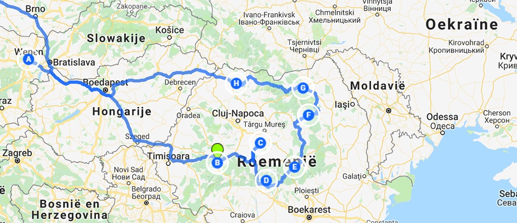route Roemenië rondreis 2-4 weken
